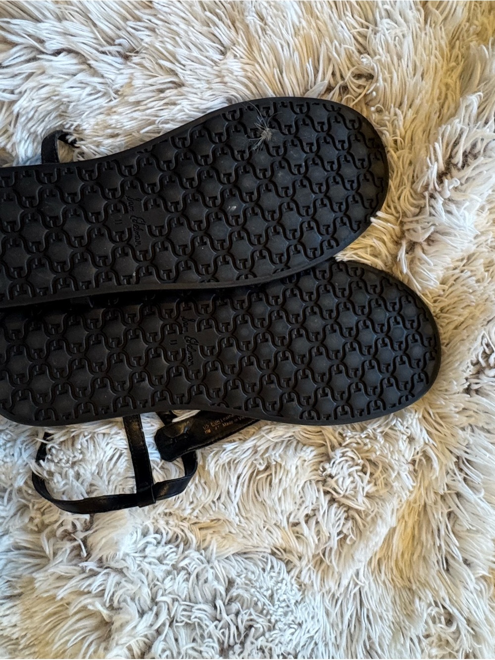 Sam Edelman Black Croc-Embossed T-Strap Sandals - Picture 2 of 3